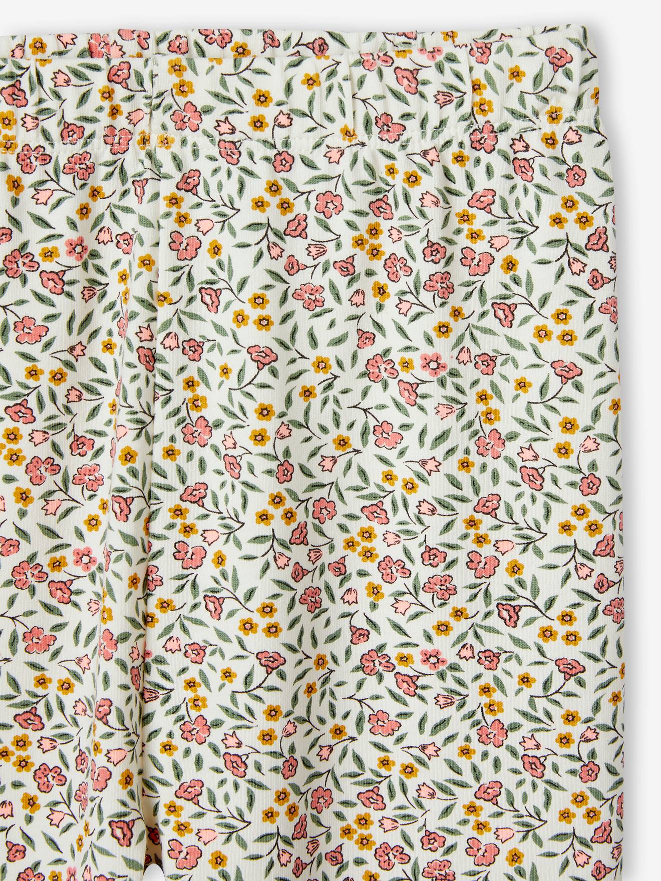Vertbaudet Mädchen Leggings - wollweiß mehrfarbig geblümt