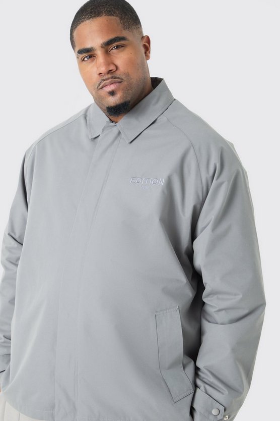 Plus bestickte Twill Coach-Jacke