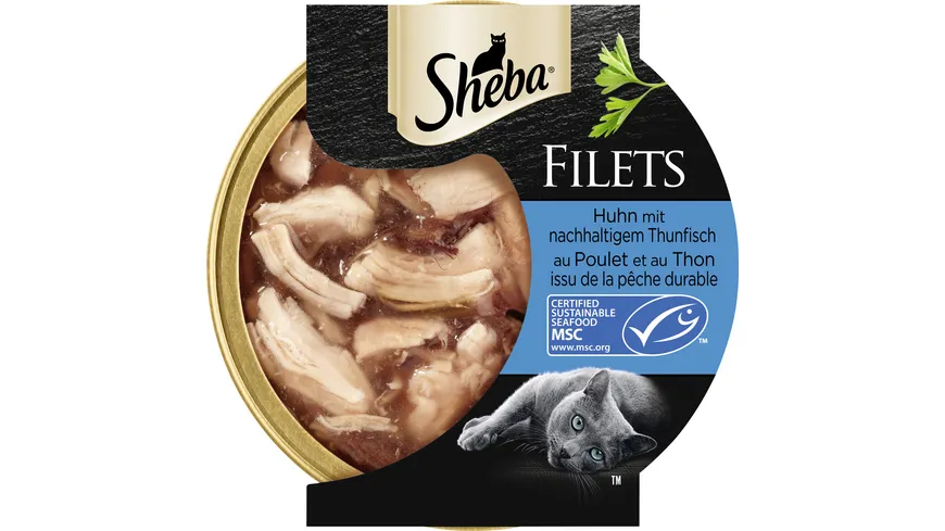 SHEBA® Schale Filets Huhn mit Thunfisch MSC 60 g