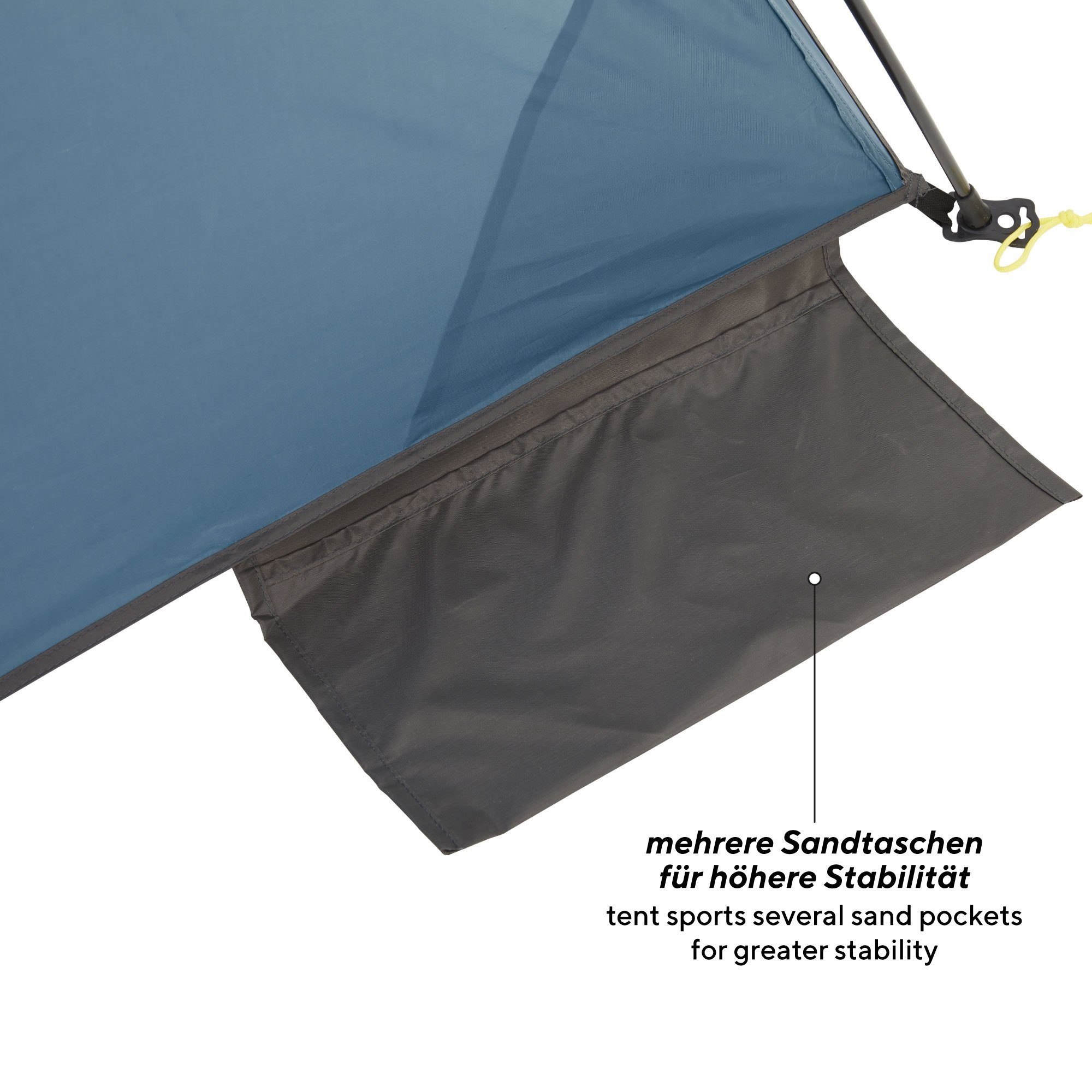 UQUIP Strandmuschel Strandzelt XL Speedy - Verschließbar mit Bodenplane, Blau, Personen: 3, einfaches Aufspannen durch Pop-Up Mechanismus