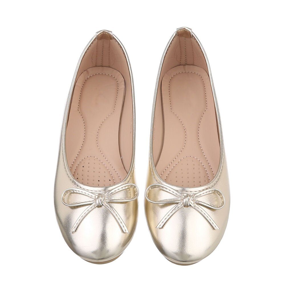 Ital-Design Damen Schlupfschuhe Freizeit Ballerina Blockabsatz Klassische Ballerinas in Gold