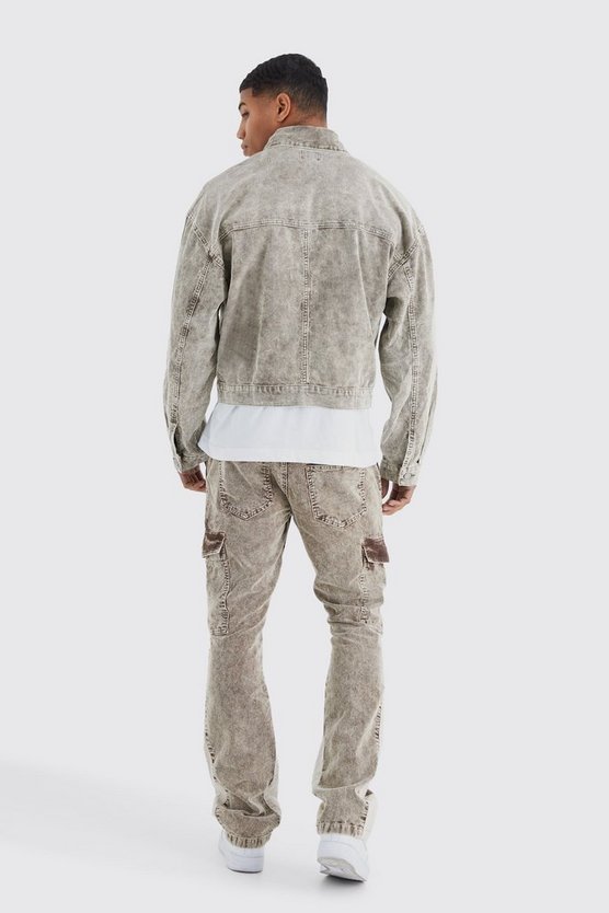 Slim-Fit Cord-Schlaghose mit Acid-Waschung