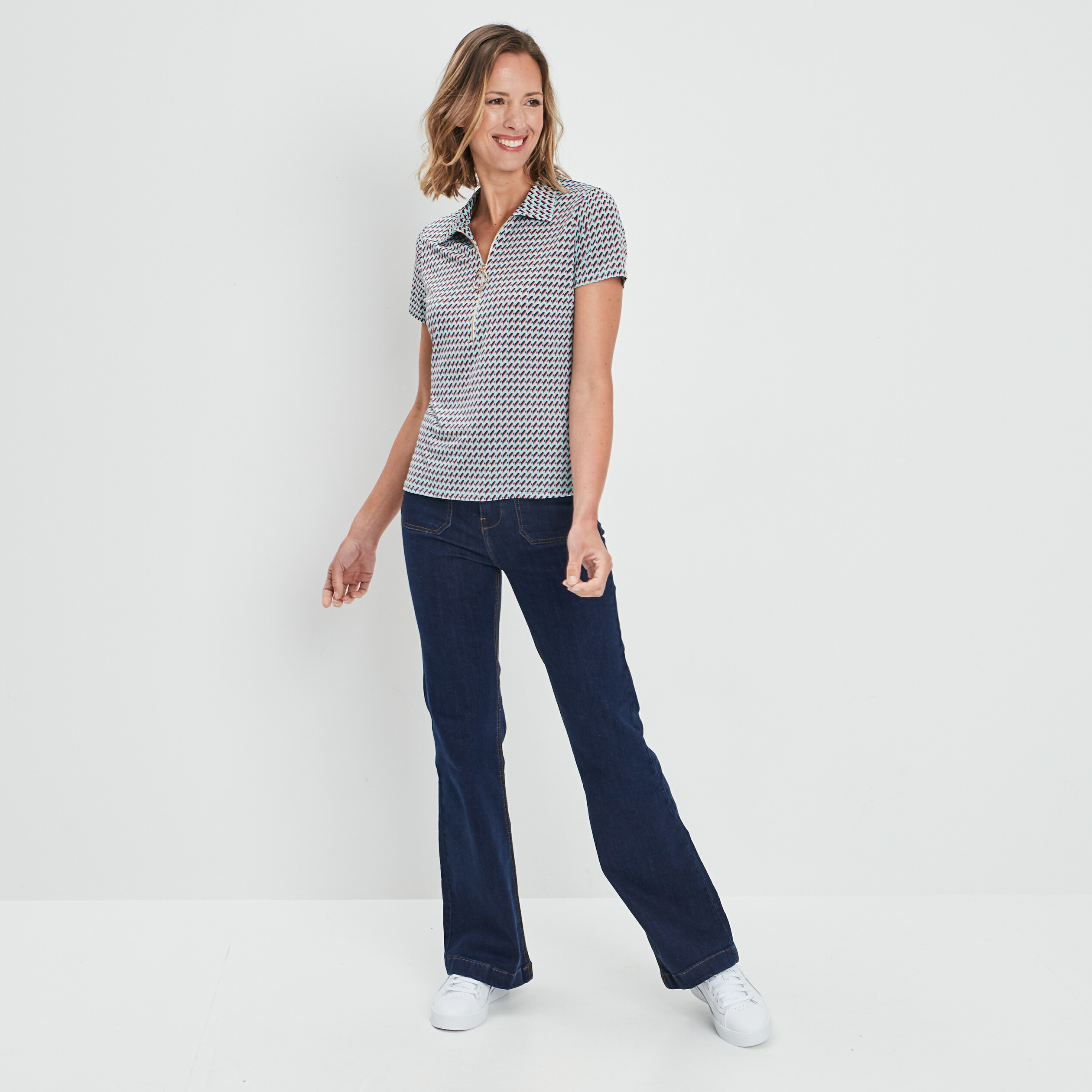 T-shirt manches courtes bleu turquoise femme | La Halle