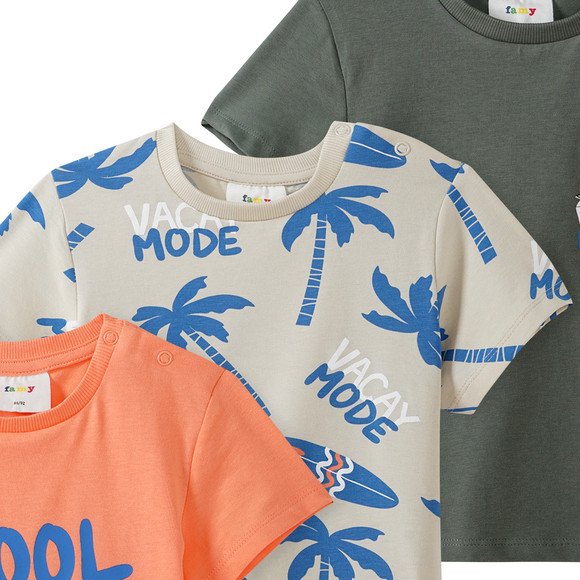 3 Baby T-Shirts in verschiedenen Dessins