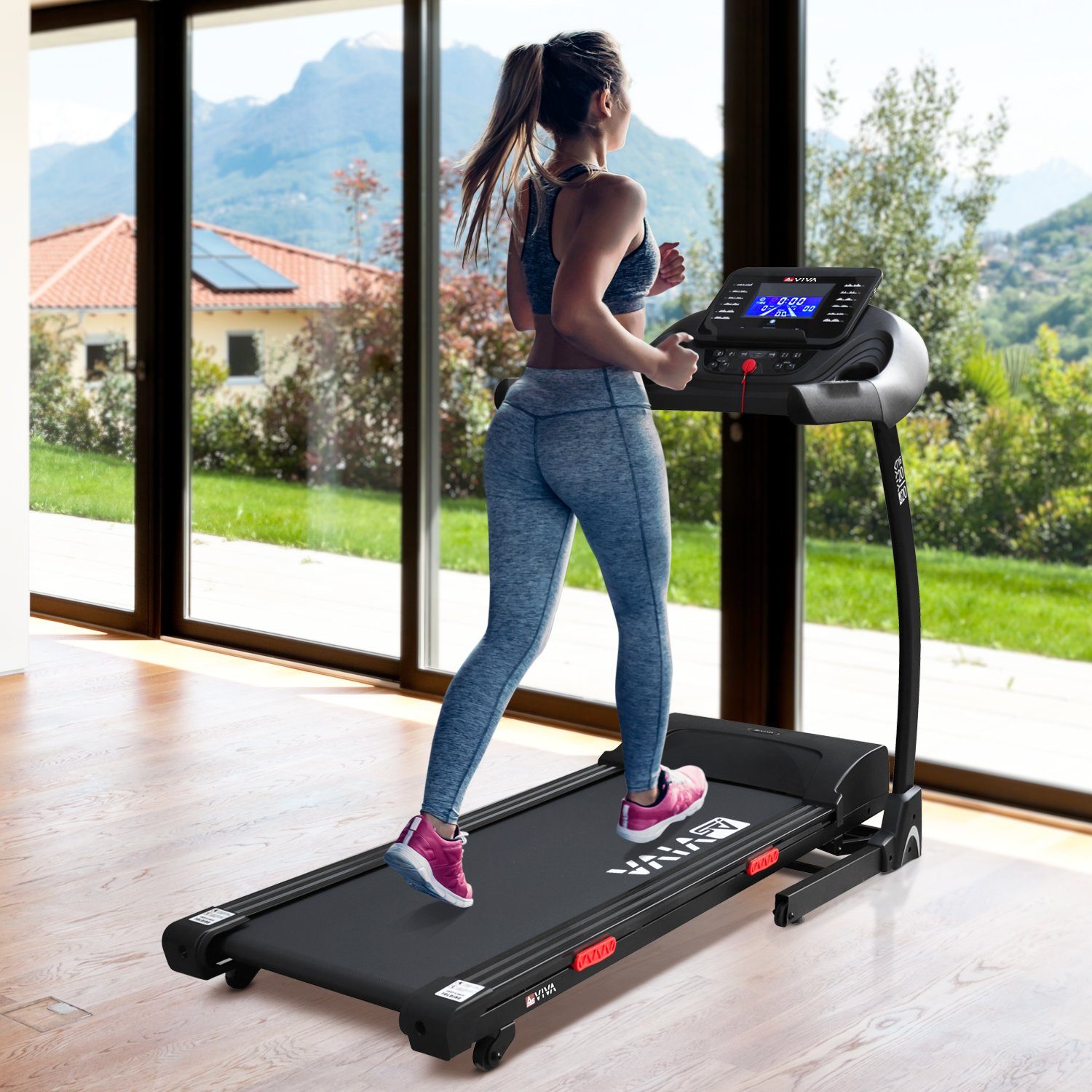 AsVIVA Laufband AsVIVA T16 Bluetooth Cardio, USB & MP3 Anschluss, Lautsprecher, Inklusive Polar T34 Pulsgurt