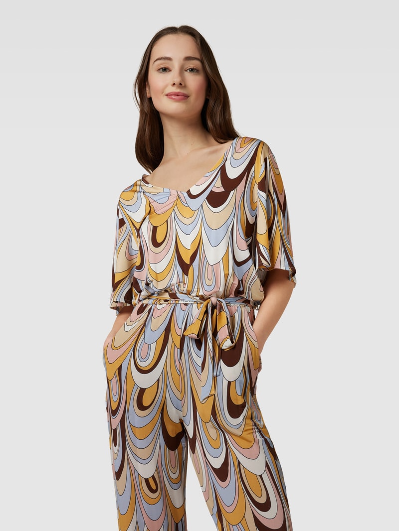 Jumpsuit mit Allover-Muster in hellbraun