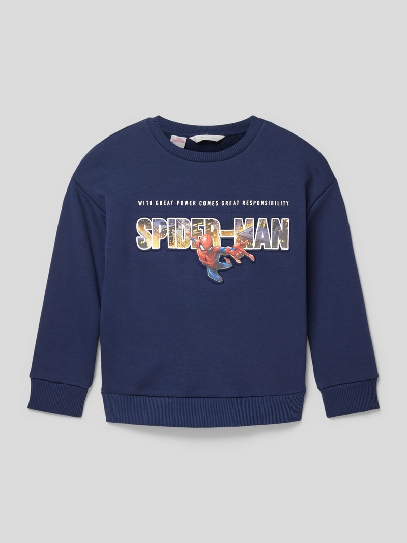 Sweatshirt mit Motiv-Print in marineblau