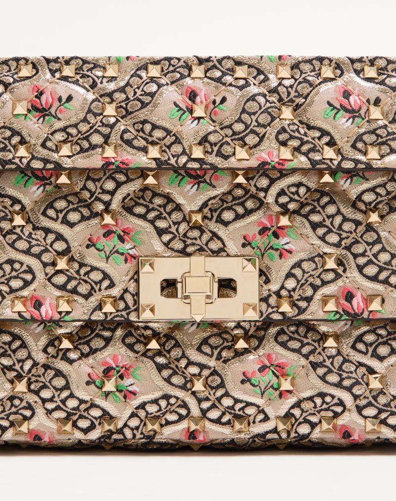 Valentino Garavani Rockstud Spike kleine tas in bloemenjacquard papierstof