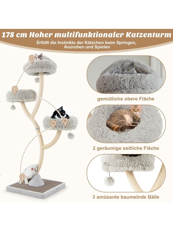 COSTWAY 178 cm Katzenbaum in Grau günstig kaufen onesize