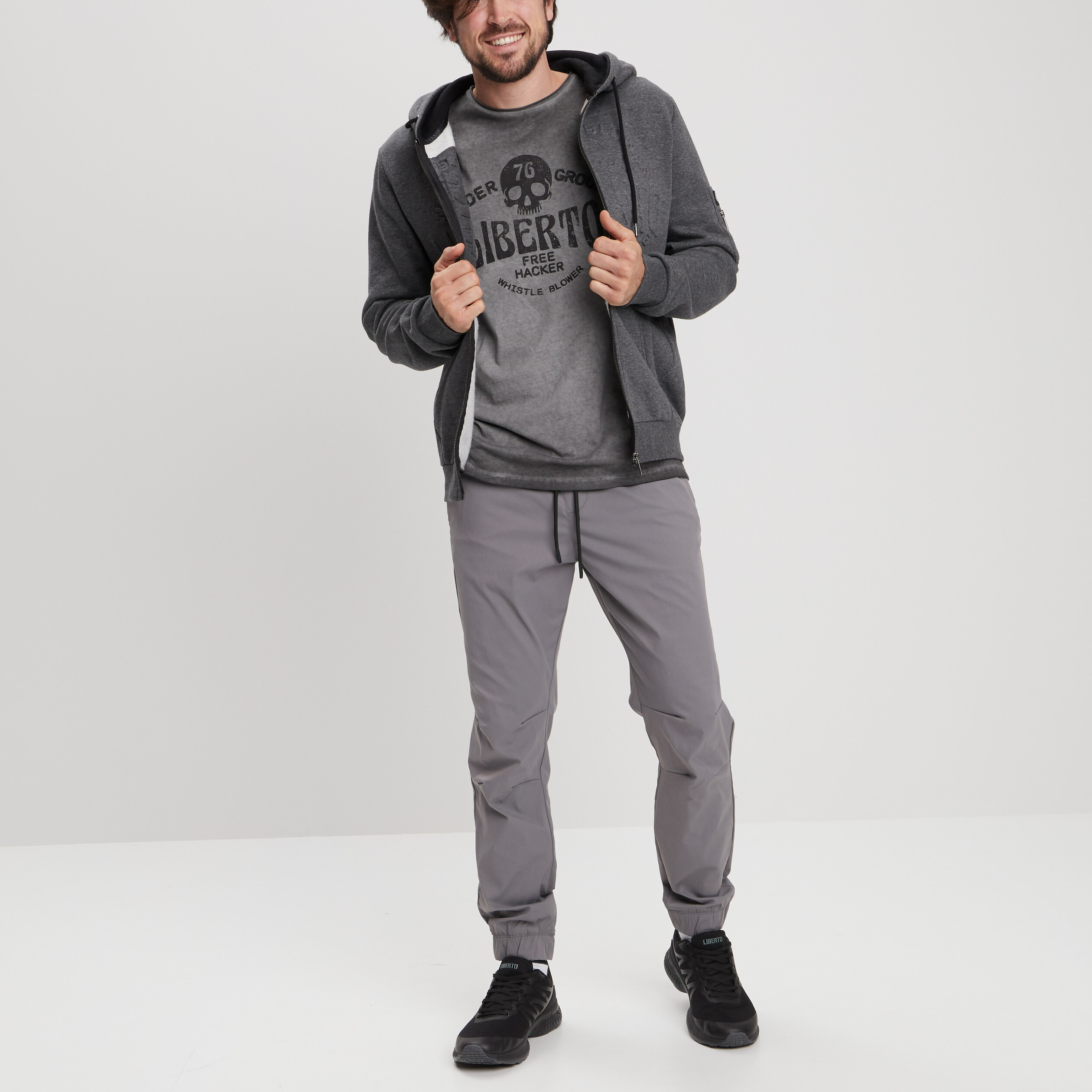 Pantalon de jogging taille à coulisse gris foncé homme | La Halle