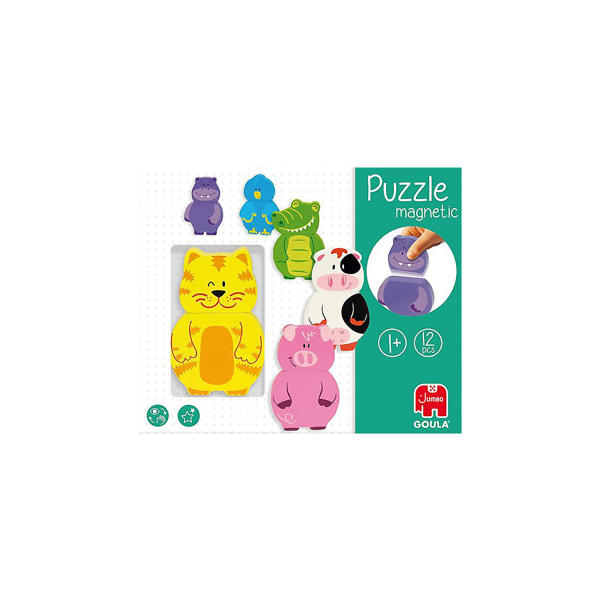 GOULA Magnetisches Holzpuzzle Tiere
