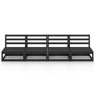 vidaXL Loungesofa Outdoor-Sofa 4-Sitzer Schwarz Massivholz Kiefer, 1 Teile