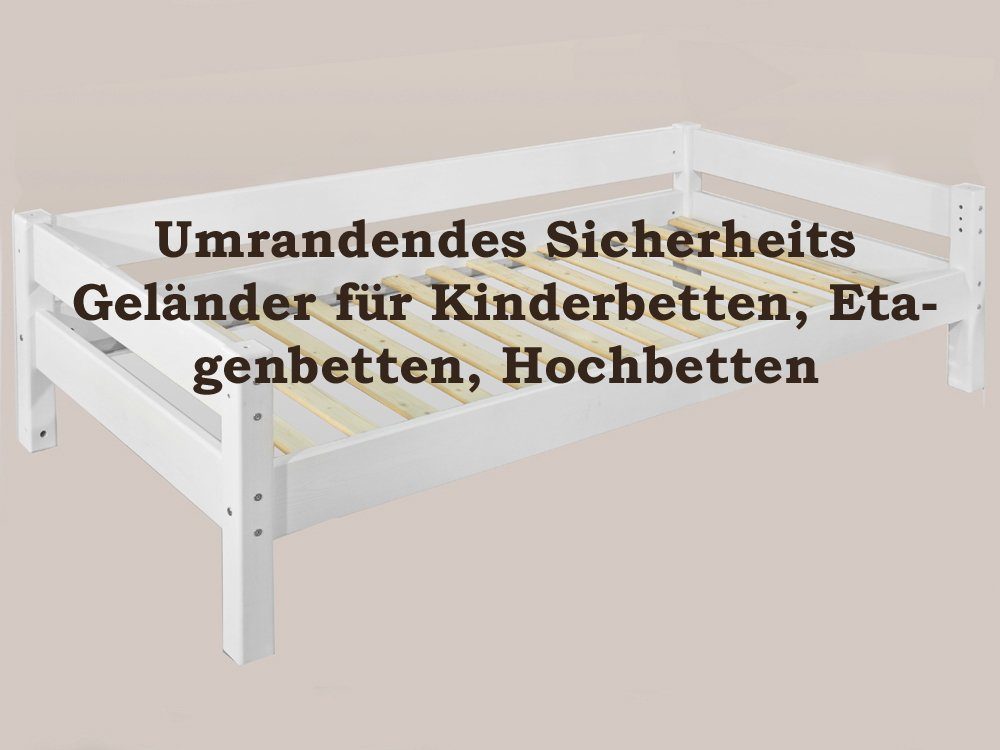 Bettumrandung Anna Junado®, Sicherheitsumrandung, Kinderbett, Weiß, lackiertes robustes Kiefernho