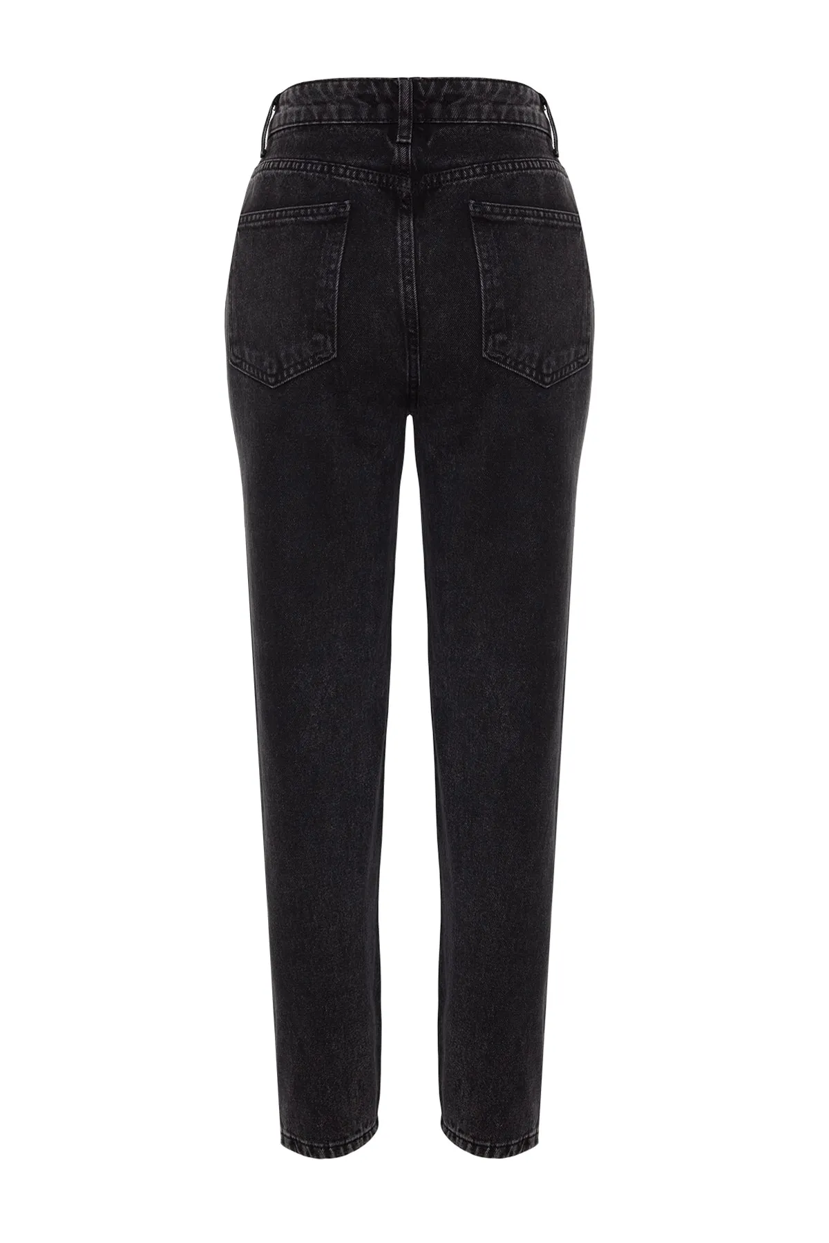 Trendyol Collection  Schwarze Mom-Jeans mit hoher Taille und Knopfleiste vorne TWOAW24JE00071