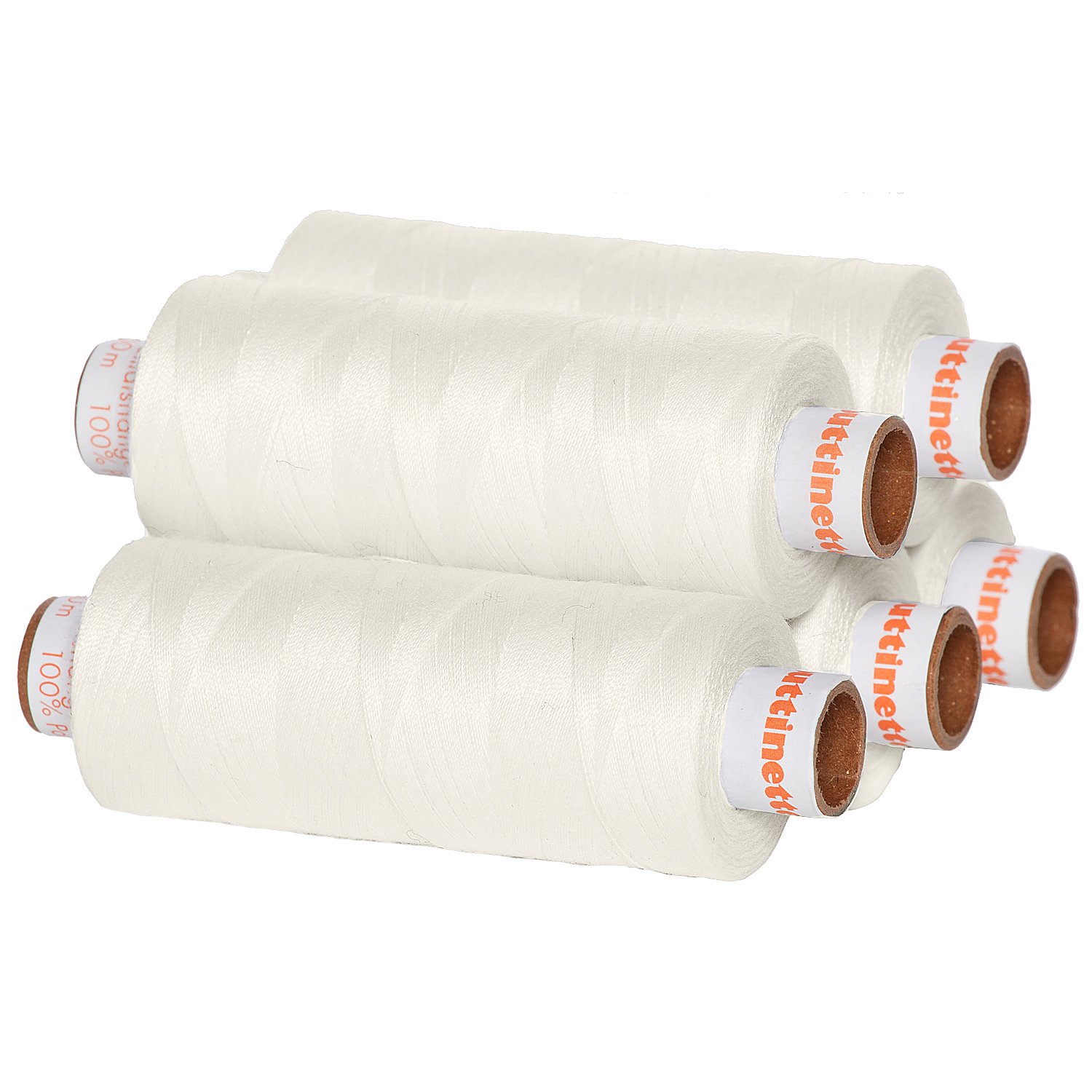 buttinette Universal-Nähgarn, Stärke: 100, 5er-Pack, wollweiß