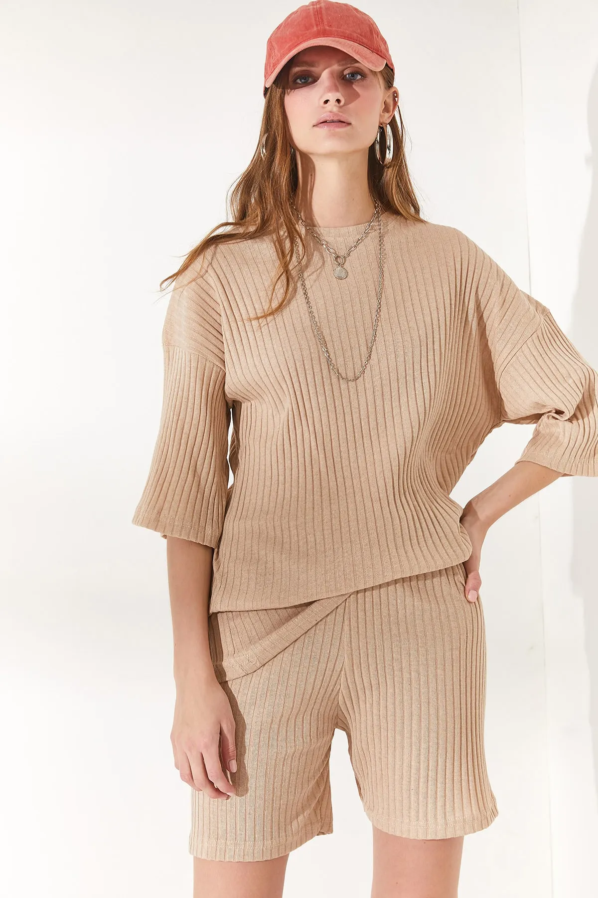 Olalook  Damen Steinunterteil Kurze Strumpfhose Oberteil Lockere Bluse Set TKM-19000200