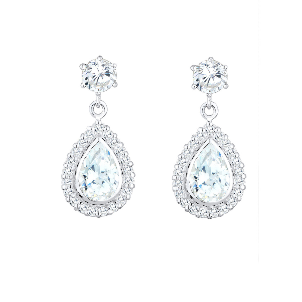 Elli Elli Boucles d'Oreilles Tropfen Glamour Eleganz Zirkonia 925 Silber Boucles d'oreilles