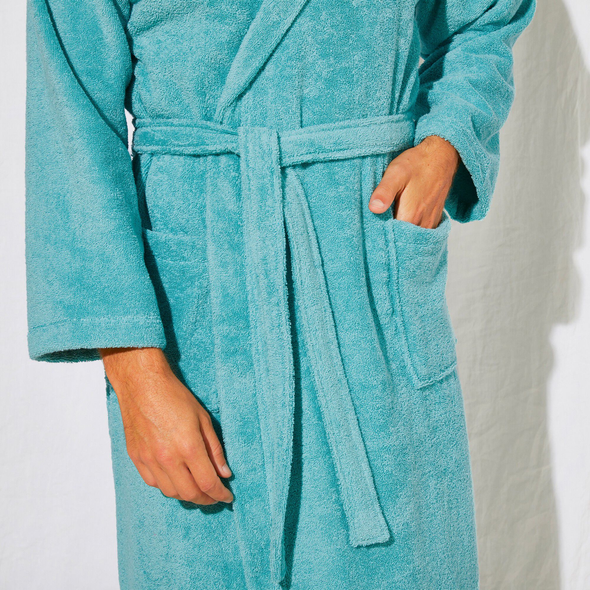 Peignoir mixte adulte col capuche éponge bouclette