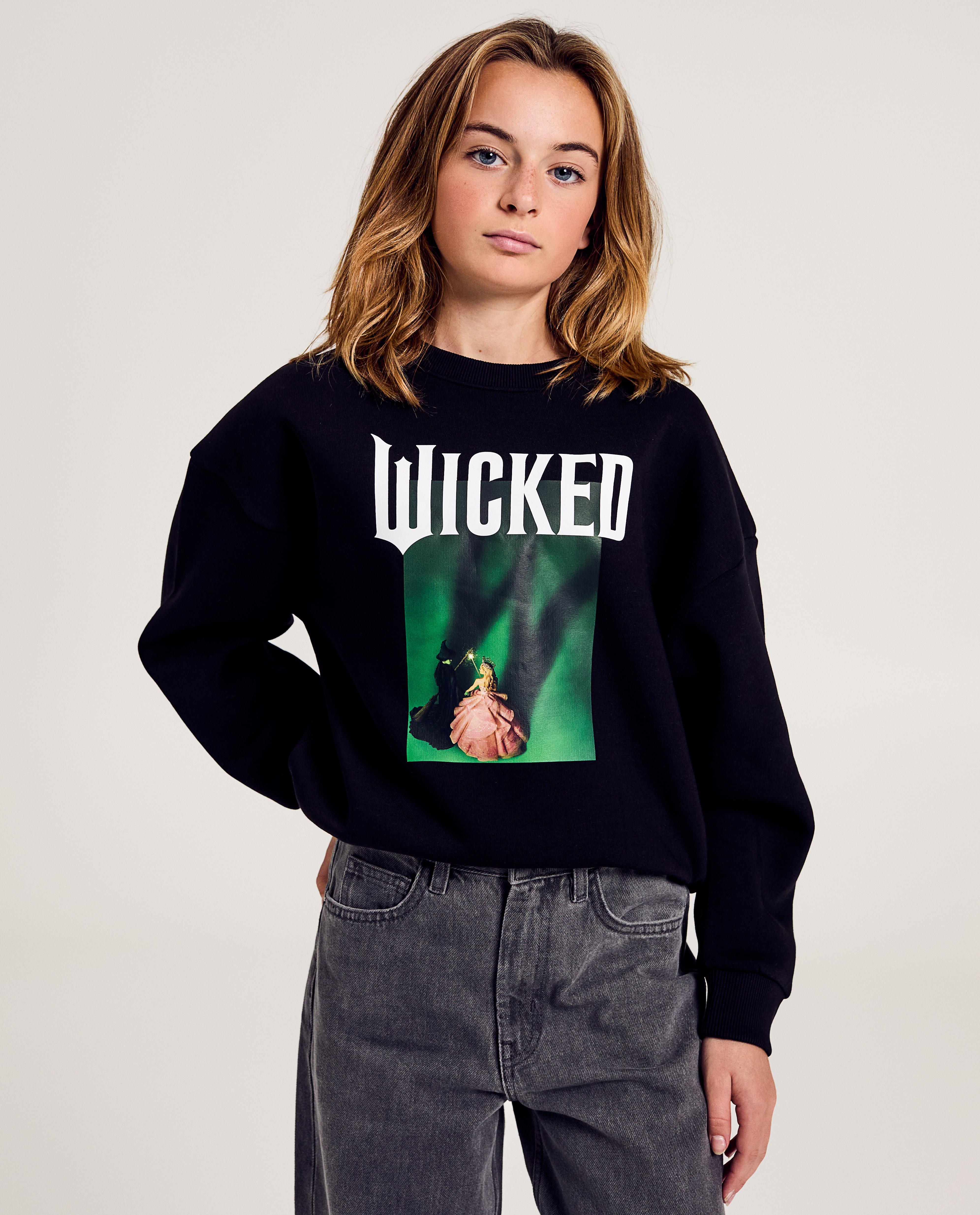 Džemper s ribom i čipsom s foto tiskom Wicked crne boje