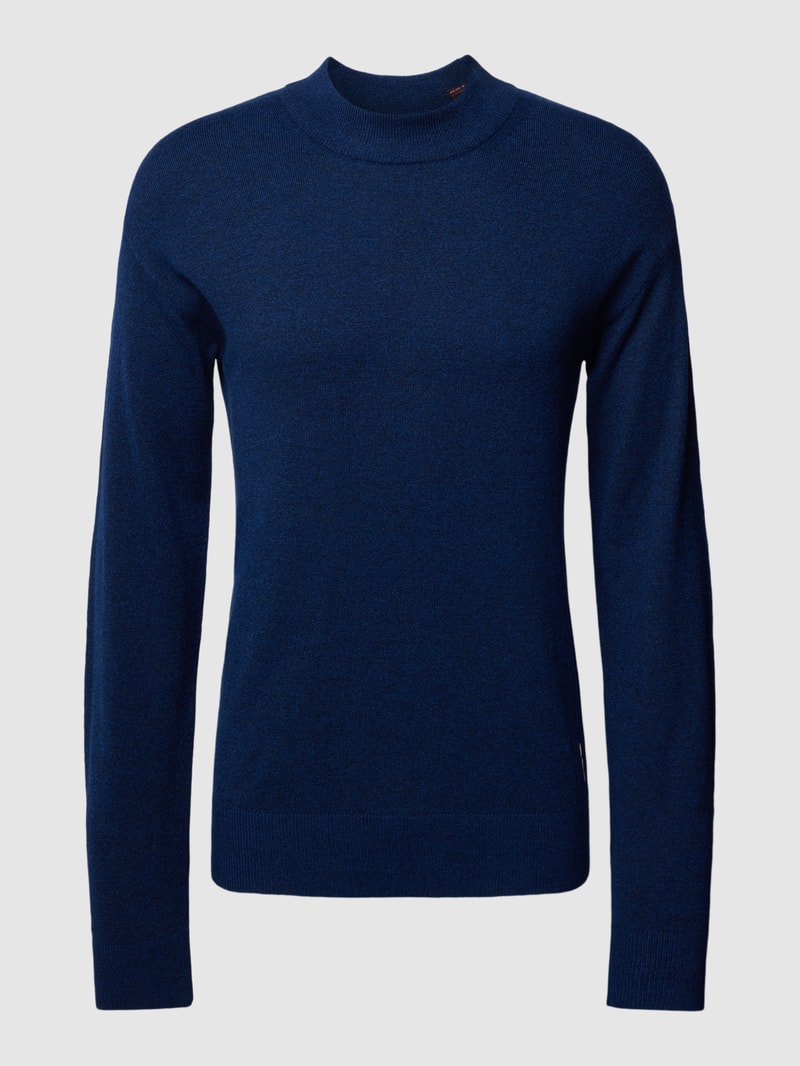 Strickpullover in melierter Optik in marineblau