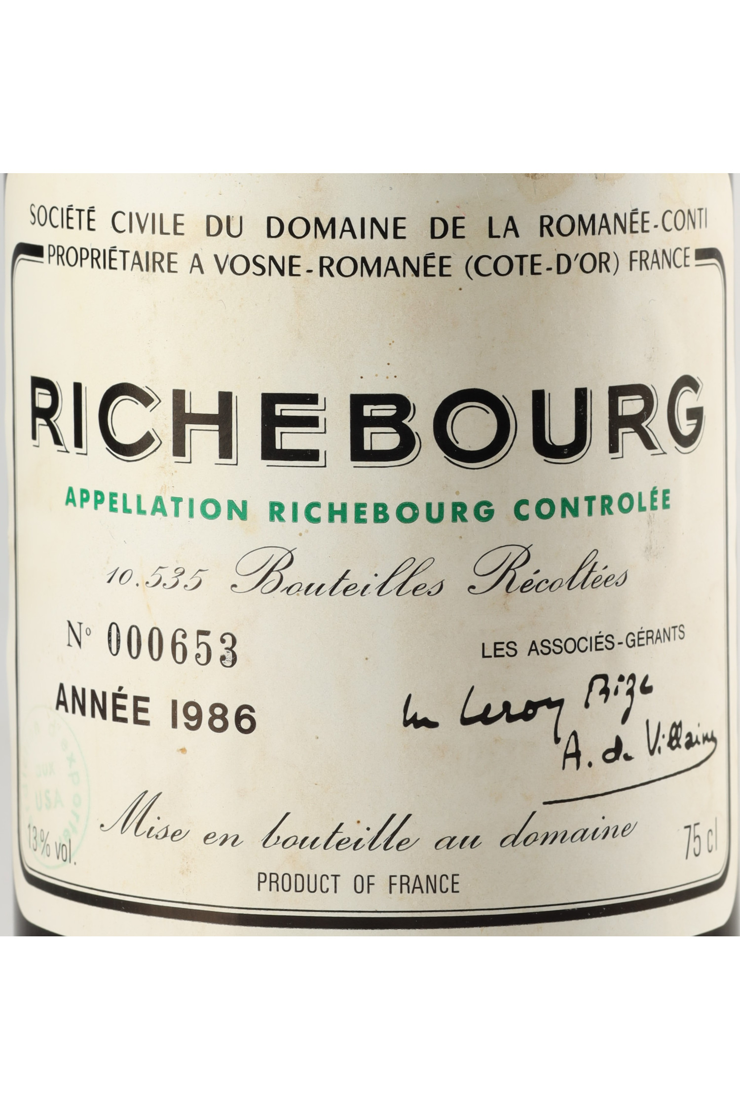 Domaine De La Romanee Conti 1986, Richebourg