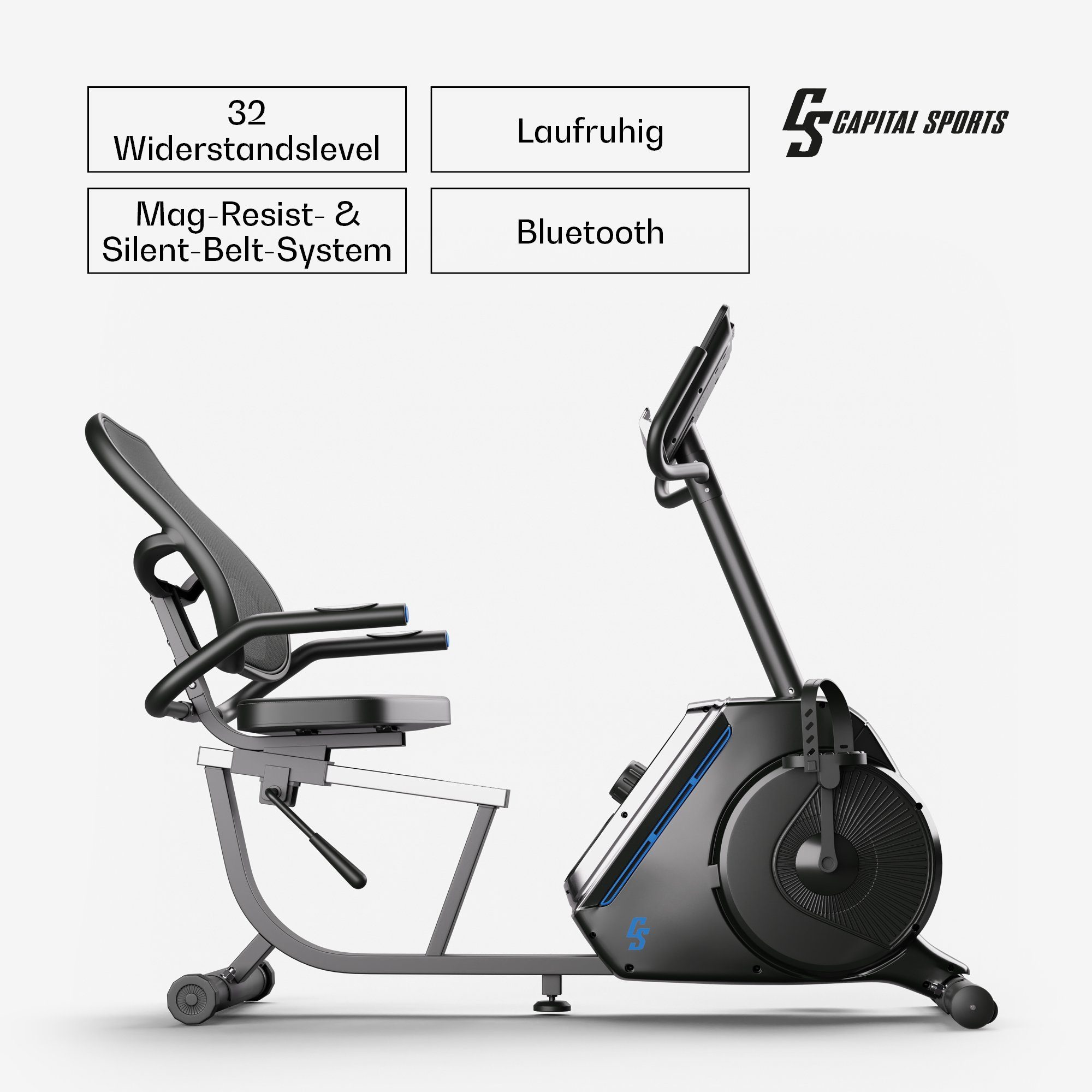 Capital Sports Crosstrainer (Trainingscomputer mit 24 Programmen), Standfahrrad Hometrainer Cardio Trainingsgerät Ausdauertraining Fitnes