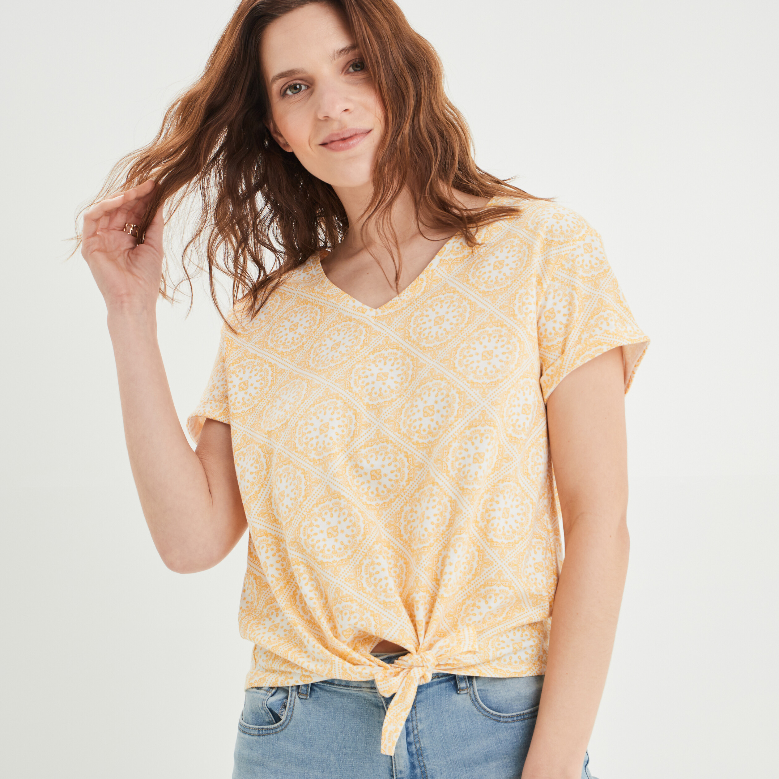 T-shirt manches courtes jaune femme | La Halle
