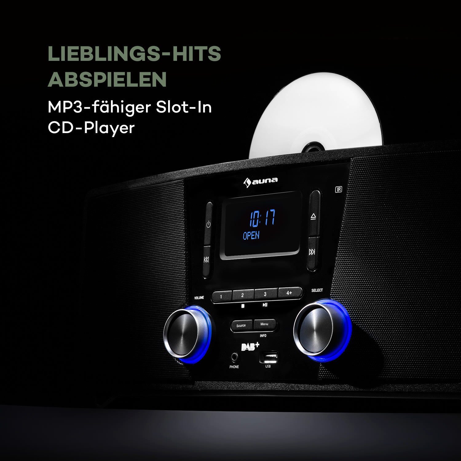 Auna Stockton Stereoanlage (DAB+, UKW-Radio, 20 W)