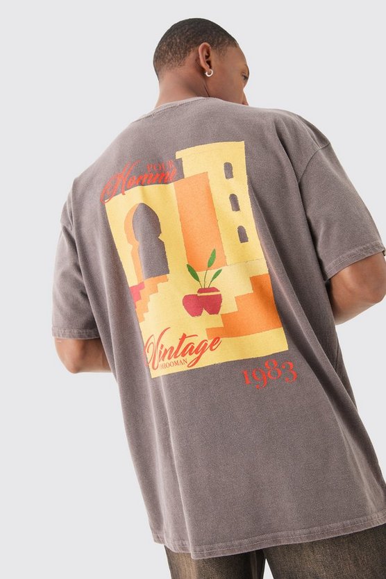 Oversize T-Shirt mit Art Deco Print