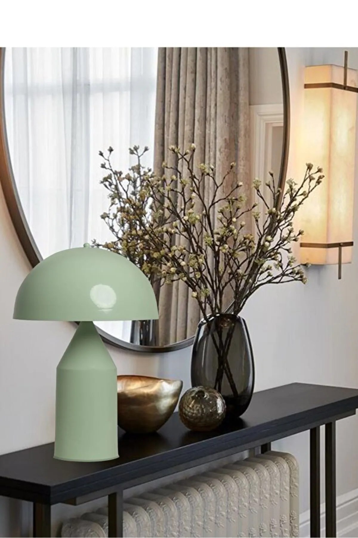 Bamyum  Lipeo Tischlampe Minzgrün 30cm, Pilzlampe Metalllampe