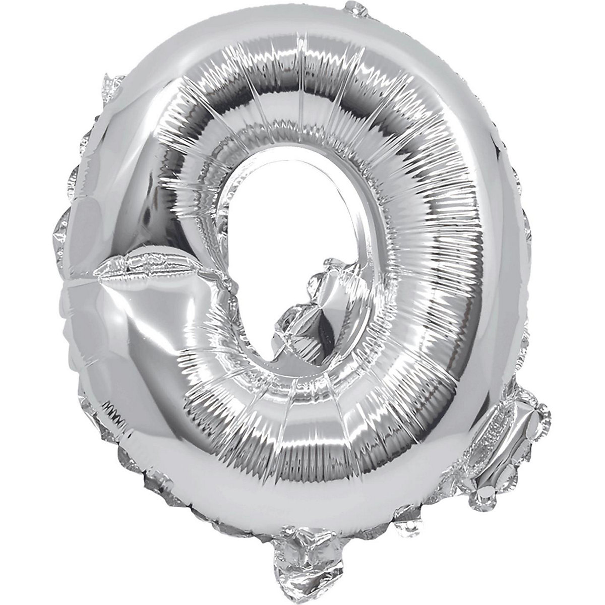 Folienballon Buchstabe Q silber, 32 cm, inkl. Pustehalm