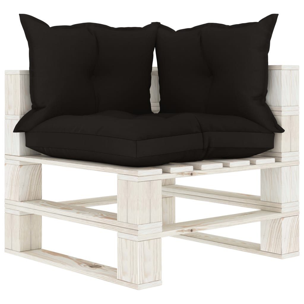 vidaXL Loungesofa Garten-Paletten-Ecksofa mit Kissen in Schwarz Holz, 1 Teile