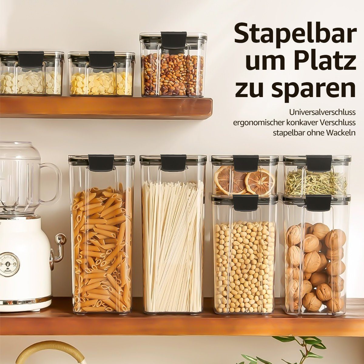 MULISOFT Vorratsdose, (460ml 900ml 1300ml 1800ml wählbar, 1-tlg., Frischhaltedosen BPA frei), Kunststoff Gewürzdosen Luftdicht Aufbewahrungsdosen Set