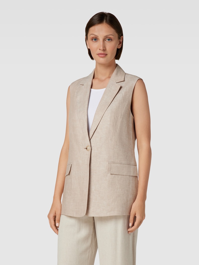 Weste aus Leinen mit Pattentaschen in beige meliert