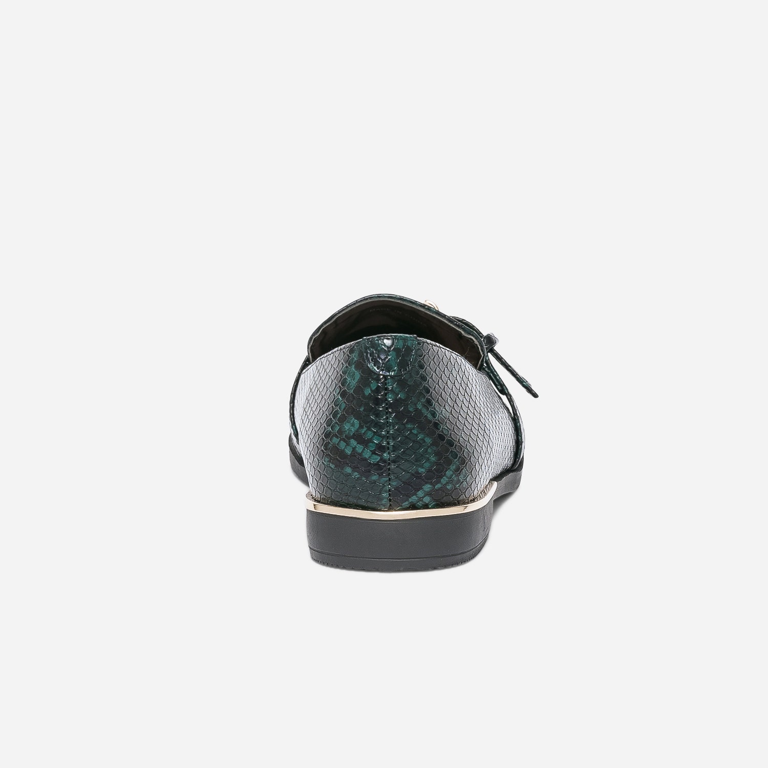 Mocassin vert embossé effet python