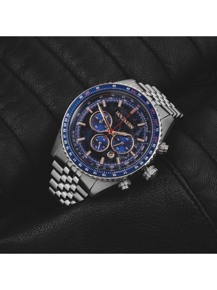 Holzkern Herrenuhr Chronograph Openhorizon Marmor Blau günstig kaufen onesize