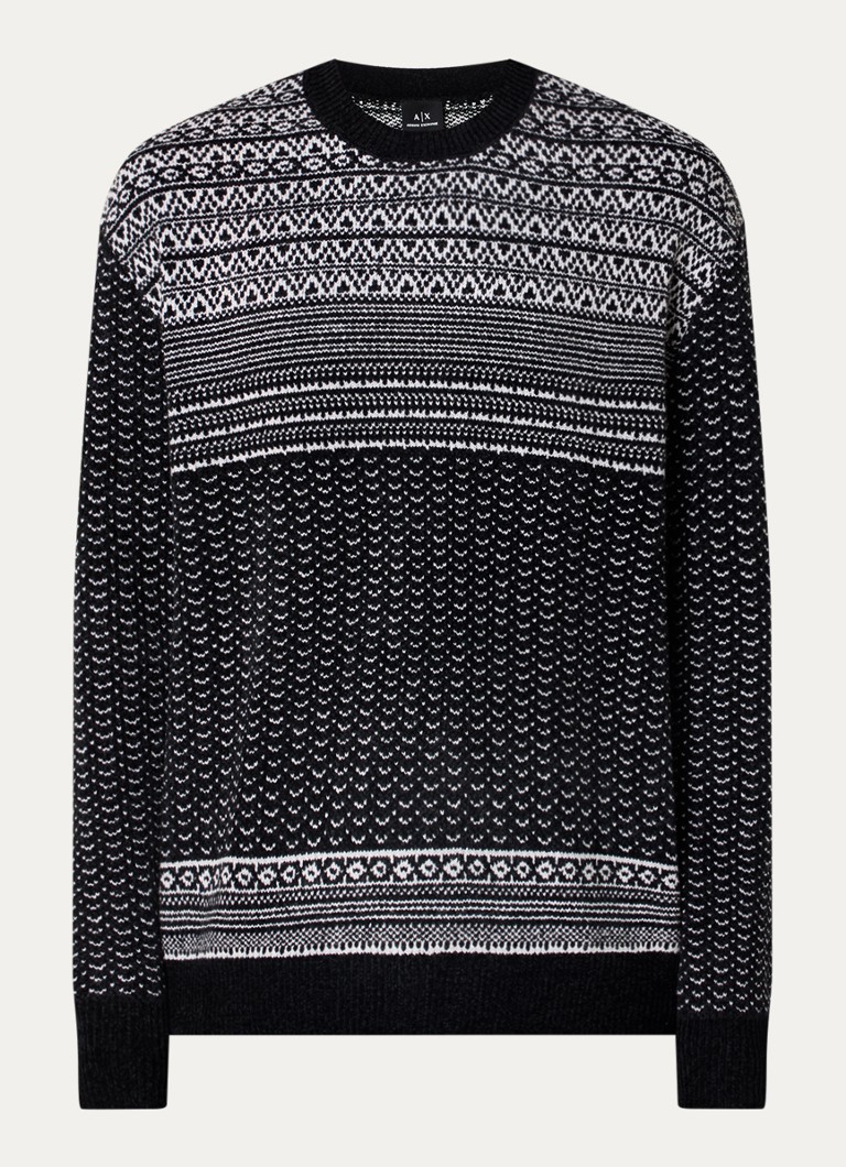 Armani Exchange Chunky knit pullover in wool blend with knitted pattern