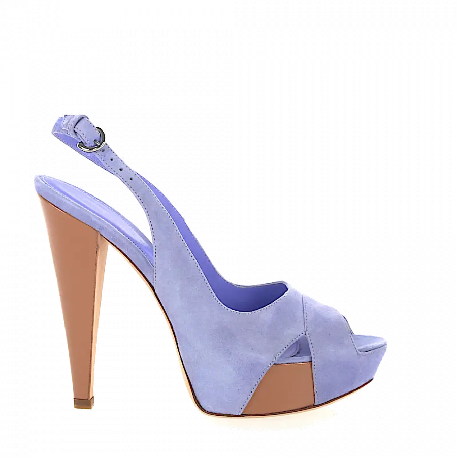 Sergio Rossi - Plateausandalen Veloursleder lila - lila