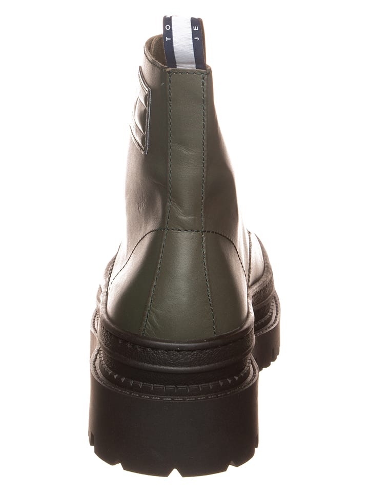 Tommy Hilfiger Shoes Leder-Boots in Khaki günstig kaufen