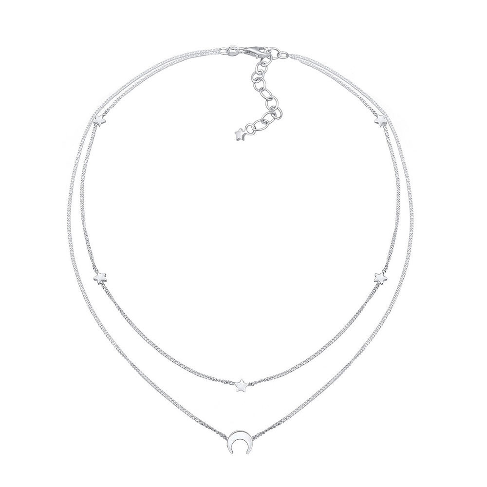 Elli Elli Collier Femmes Choker Couches Astro Demi-Lune Étoiles en Argent Sterling 925 collier