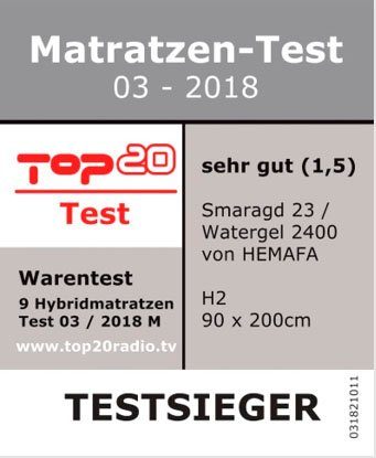 Gelschaummatratze Watergel 2400 KS, Hemafa, 23 cm hoch, Testsieger beim Matratzentest 03-2018