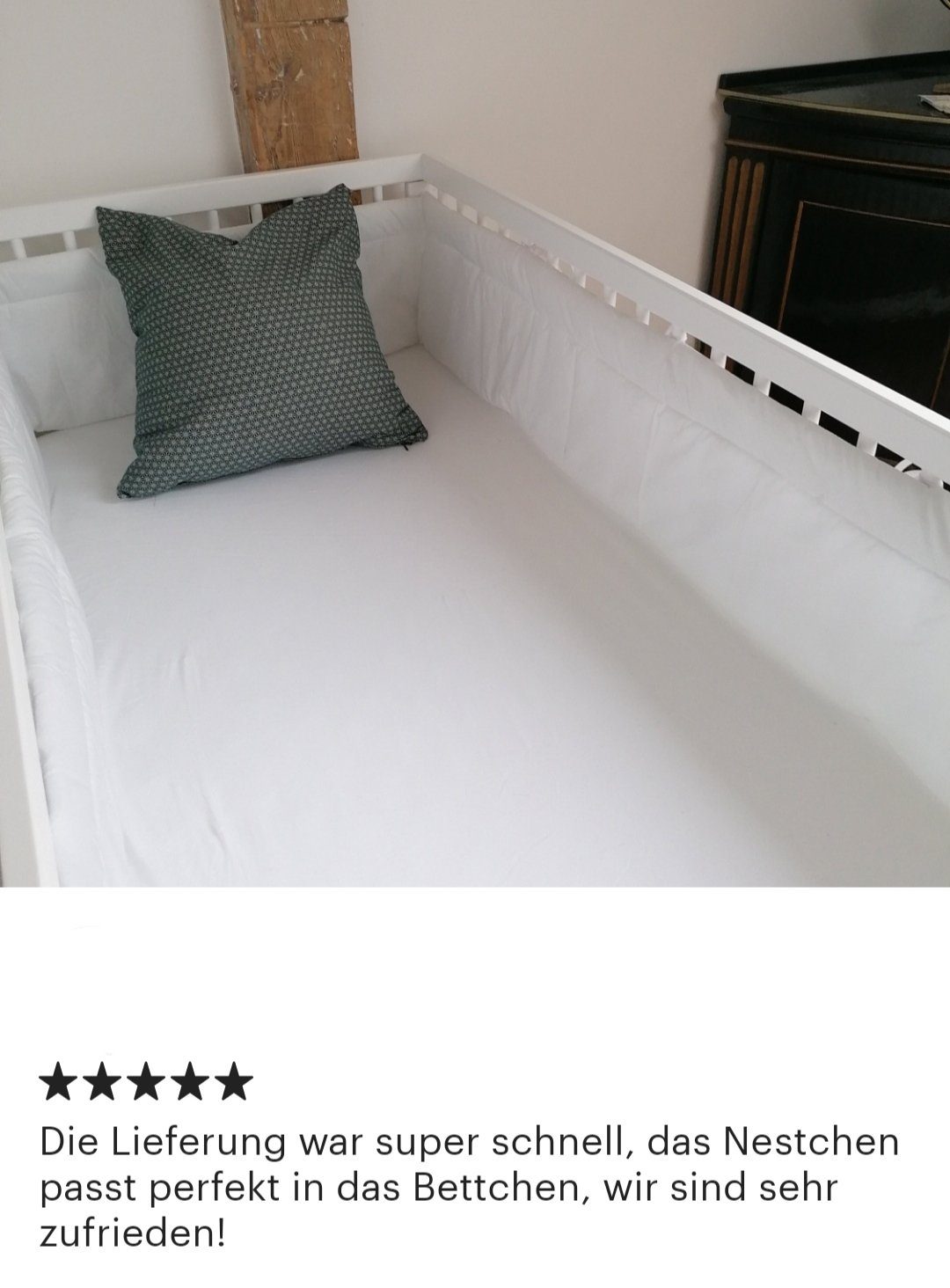 Loolay Bettnestchen GRAU BIO-Baumwolle Atmungsaktives Babybett BETTUMRANDUNG, (420, 360, 210, 180 x 30cm, LUX Babyausstatung Umrandung Kopfschutz Kantenschutz Bettschlange), LOOLAY® - 100% Europäische Stoffe und Kleinserien-Nähen!, Handmade!