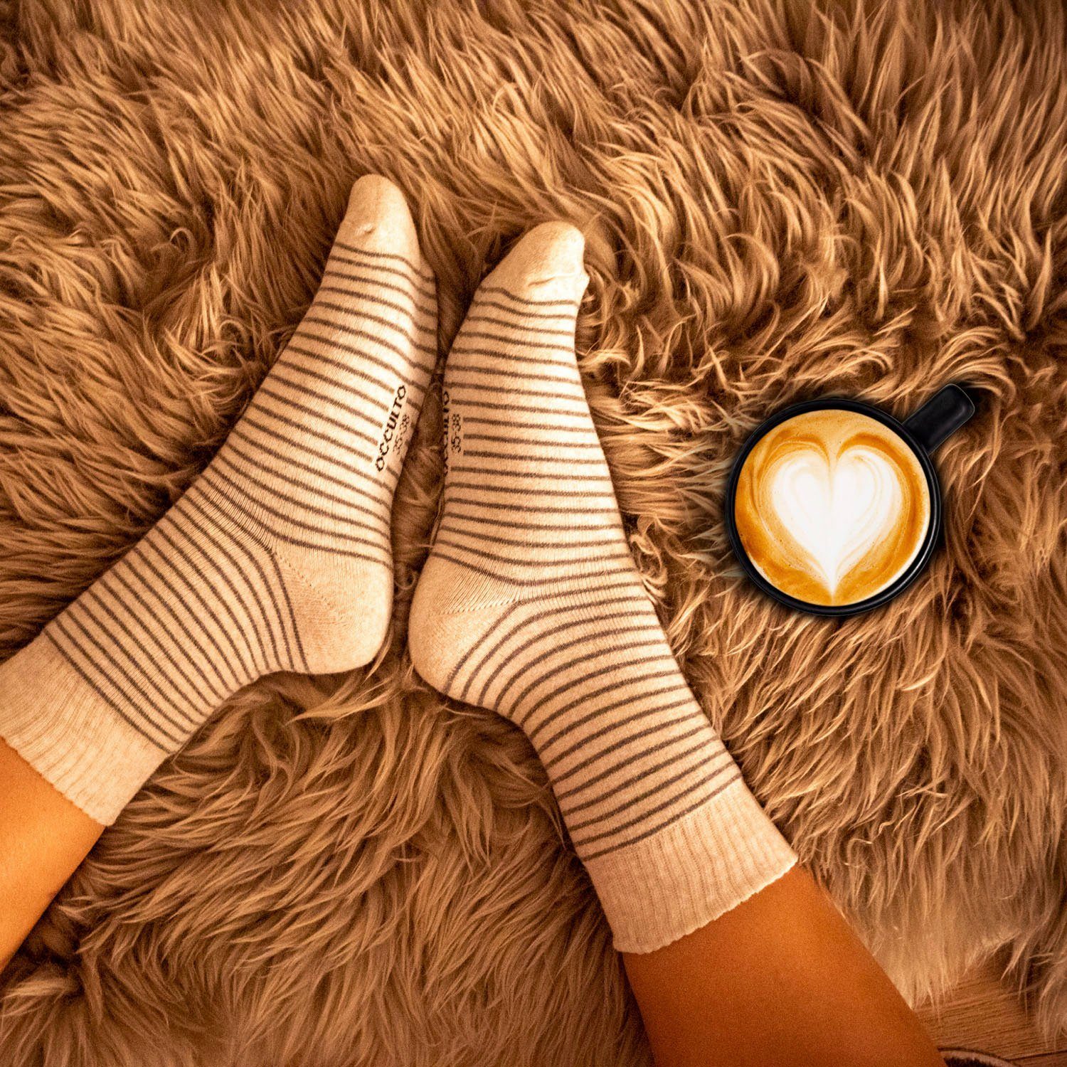 OCCULTO Freizeitsocken Damen Warme Kuschelsocken 6er Pack (Modell: Smilla) (6-Paar)