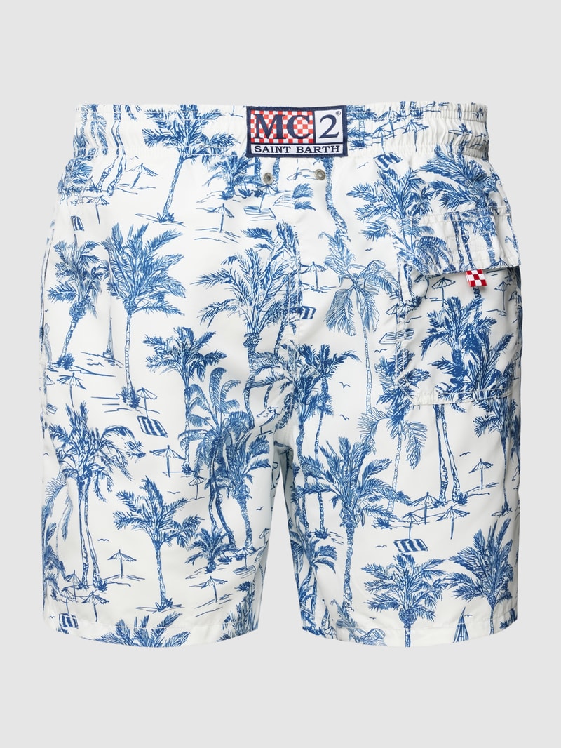 Badehose mit Motiv-Prints Modell 'GUSTAVIA' in weiß