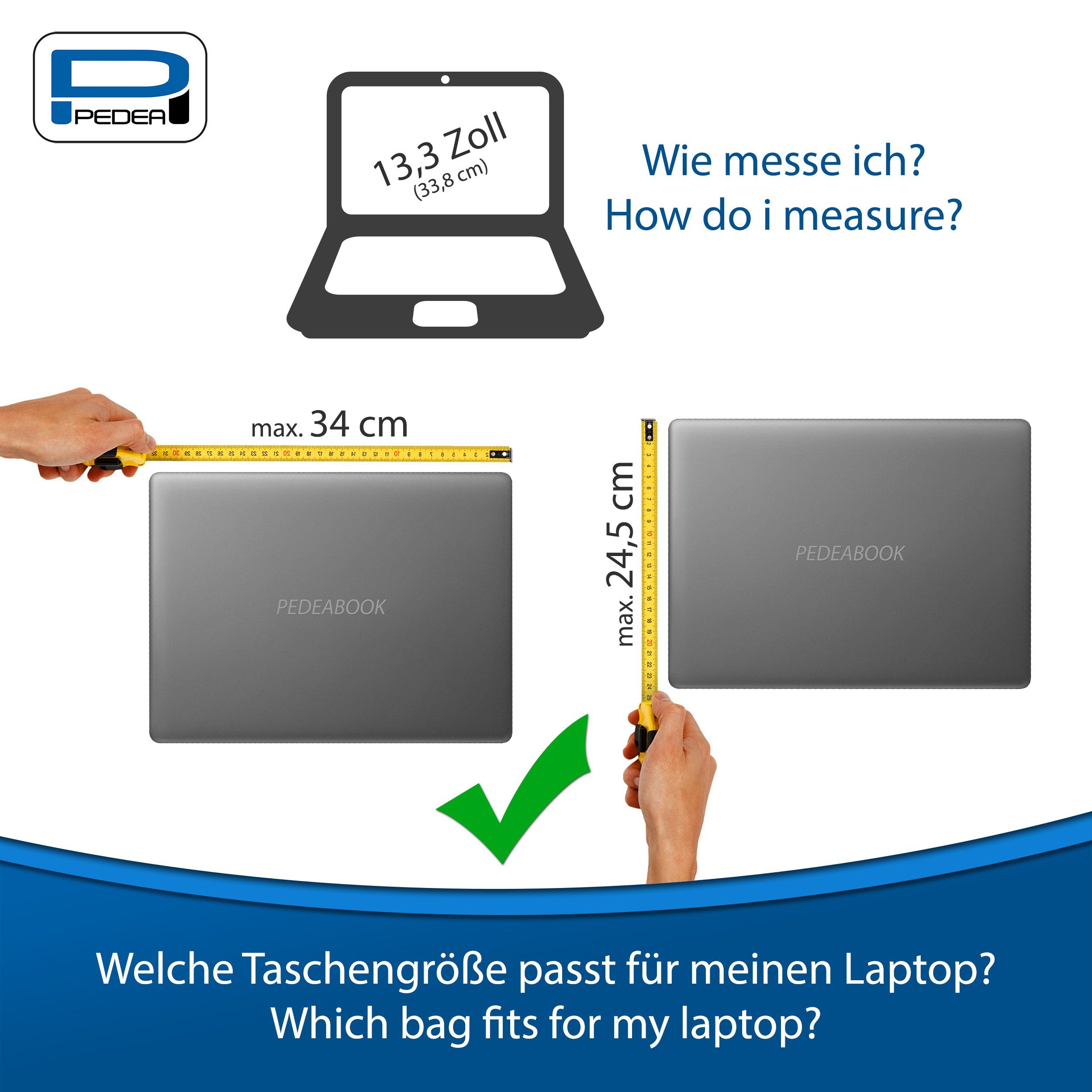 PEDEA Laptoptasche FASHION (13,3 Zoll (33,8 cm), Umhängetasche mit dicken Polsterung und fleeceartigem Innenfutter