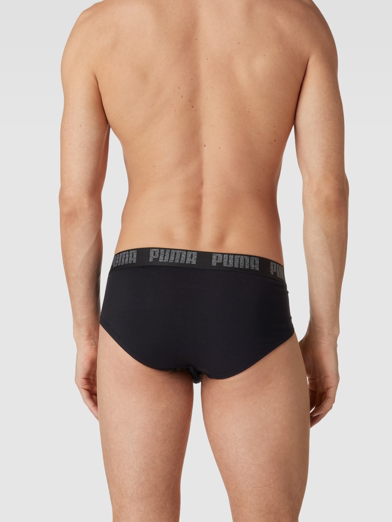 Slip mit elastischem Logo-Bund im 4er-Pack in schwarz