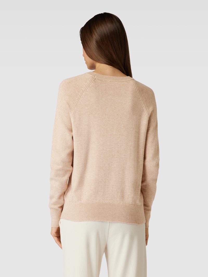 Strickpullover mit gerippten Abschlüssen in beige meliert