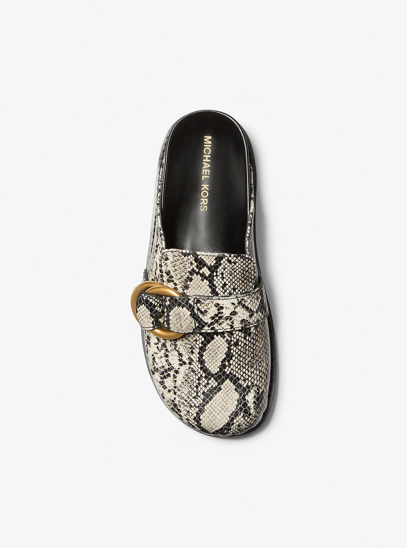 Jaden Snake Embossed Leather Clog - NATURLIG