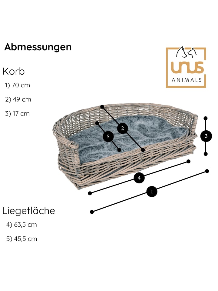 UNUS Haustierkorb mit Kissen in Grau günstig kaufen