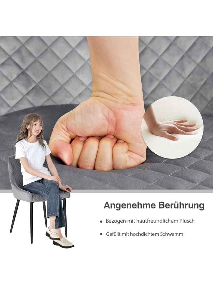 COSTWAY 2er Set Esszimmerstühle in Grau günstig kaufen onesize